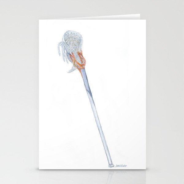 Lacrosse Stick Watercolor Painting Stationery Cards