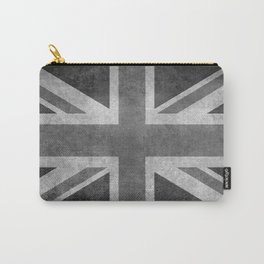 British Union Jack flag in grungy tex Carry-All Pouch | Worn, Uk, Flag, British, Graphicdesign, Black and White, Grungy, Distressed, Unionjackflag, Flat 