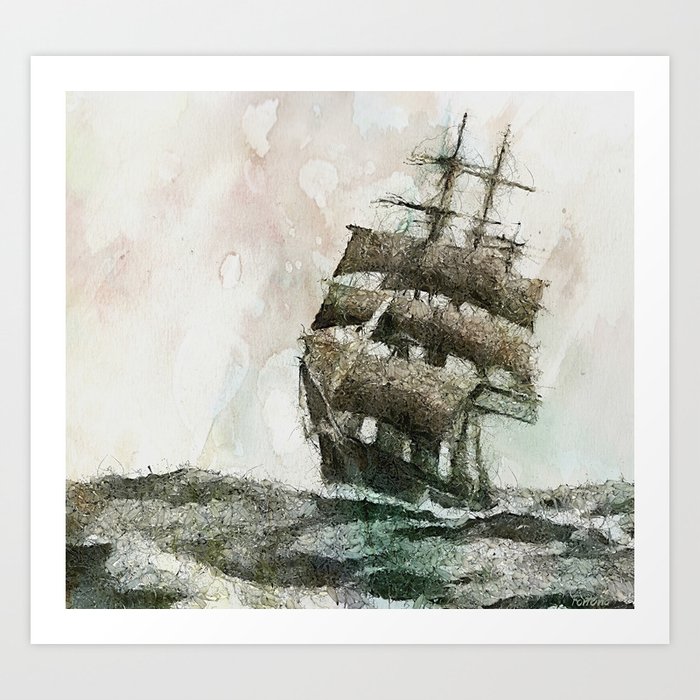High Seas tea Clipper Art Print