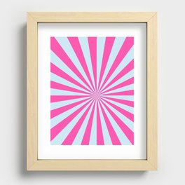 Sun Rays Print Pink and Blue  Recessed Framed Print