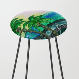 Tropical Ocean View with Egret Counter Stool
