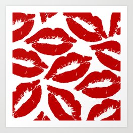 Red Kisses - White Art Print