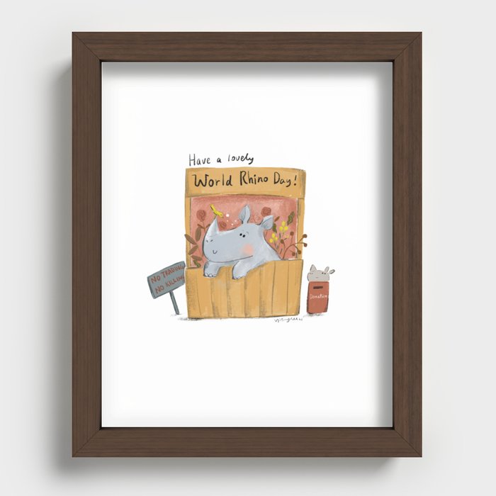 have a lovely rhino day Recessed Framed Print