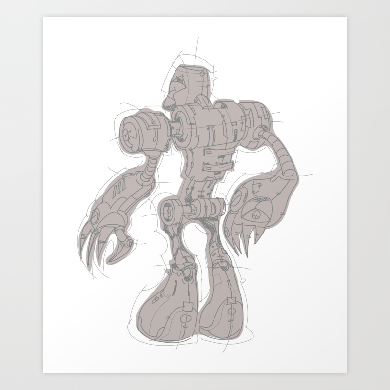 Mech Robot Claws Drawing Art Print By Azza1070 Society6,Drawing Ideas Tree House Drawing Easy For Kids