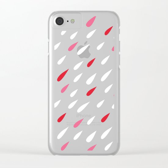 Red + Pink Droplets Clear iPhone Case