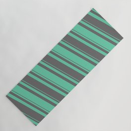 [ Thumbnail: Dim Gray & Aquamarine Colored Lined/Striped Pattern Yoga Mat ]