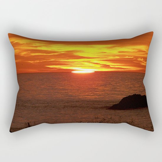 Flaming Skies Across the Sea Rectangular Pillow