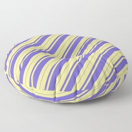 [ Thumbnail: Tan & Slate Blue Colored Stripes Pattern Floor Pillow ]