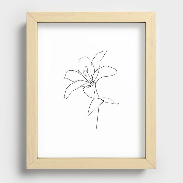 One line Lily flower print Recessed Framed Print