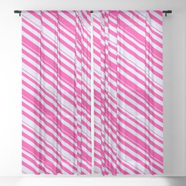 [ Thumbnail: Lavender & Deep Pink Colored Striped Pattern Sheer Curtain ]