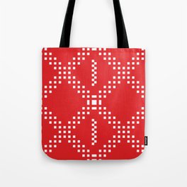 Diamond Shape White Squares Pattern in Red  Tote Bag