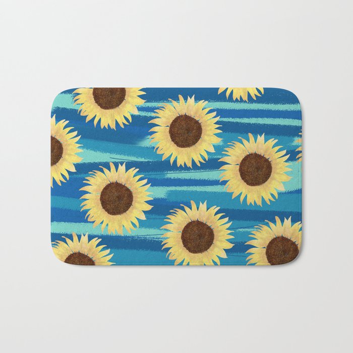 Sunflowers On Water Abstract Pattern Bath Mat