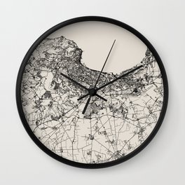 Algiers, Algeria Black&White Map Wall Clock