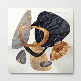 Abstract Pebbles III Metal Print | Midcentury, Stones, Gold, Bronze, Agate, Brown, Design, Rocks, Pebbles, Contemporary 