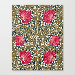 Reconstructed Pimpernel Pattern Pink Spring Florals By William Morris  Canvas Print