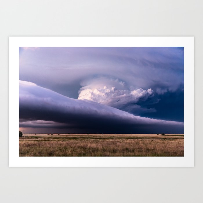 Wing Span - Supercell Thunderstorm Spans Horizon on Stormy Spring Evening in Texas Art Print