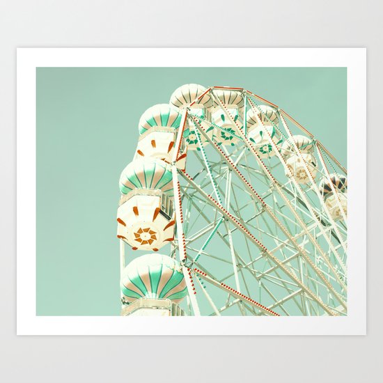 Mint ferris wheel Art Print