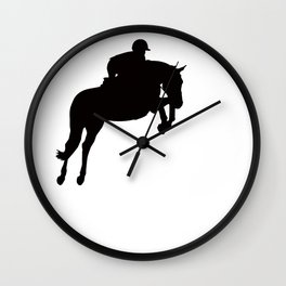 Jumping Horse Silhouette Wall Clock | Pony, Show, Rider, Digital, Black And White, Jumping, Eventing, Graphicdesign, Vector, Equestrian 