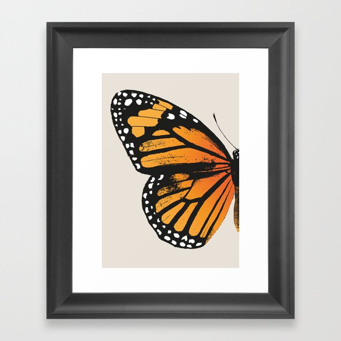 Monarch Butterfly | Left Butterfly Wing | Vintage Butterflies | Framed Art Print