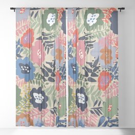 Maximalist floral shapes pattern Sheer Curtain