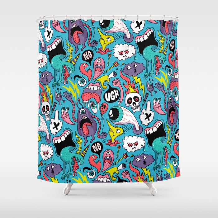 Doodled Pattern Shower Curtain