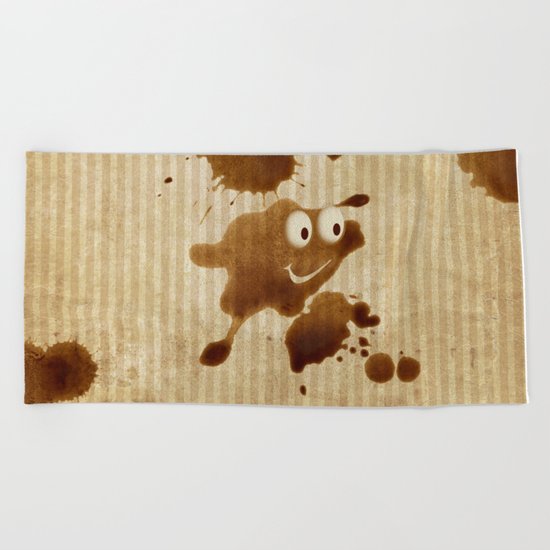 The Smile of Coffee Drop - Old Paper Style Beach Towel