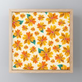 Sunny Tropical Flowers in Pastel Framed Mini Art Print