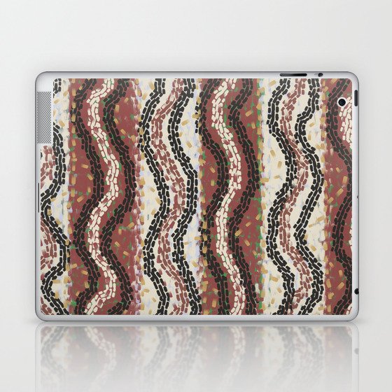 Brown impressionism dab wavy stripes Laptop & iPad Skin