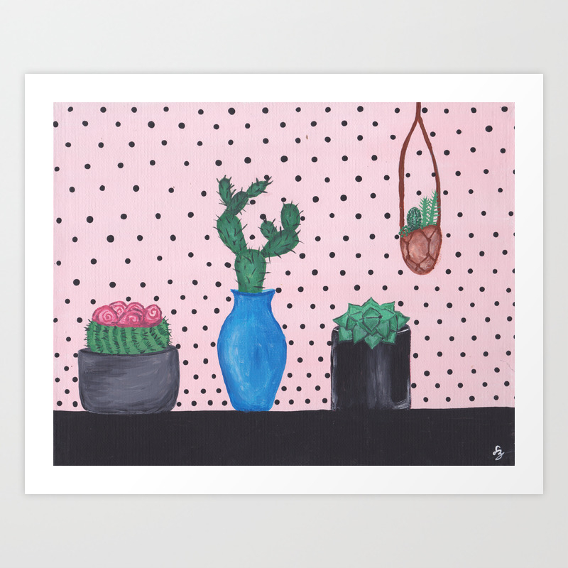 Polka Dot Cactus Painting Art Print By Shelbyzcurrie Society6