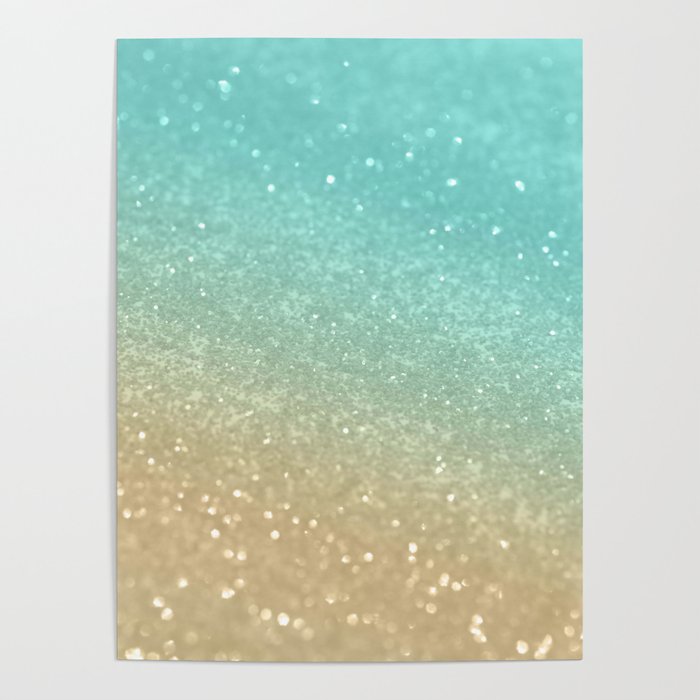 Sparkling Gold Aqua Teal Glitter Glam #1 (Faux Glitter) #shiny #decor # ...