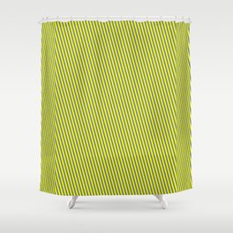 [ Thumbnail: Slate Gray & Yellow Colored Stripes Pattern Shower Curtain ]