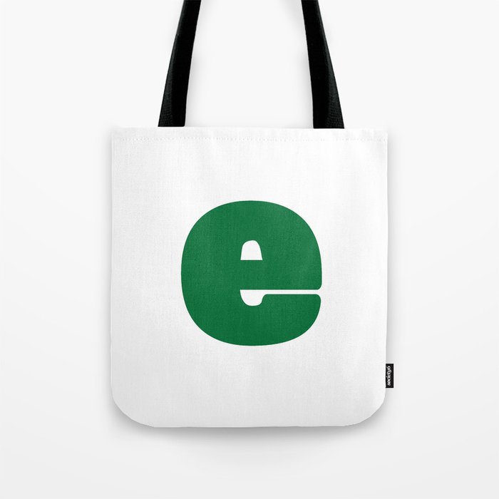 e (Olive & White Letter) Tote Bag