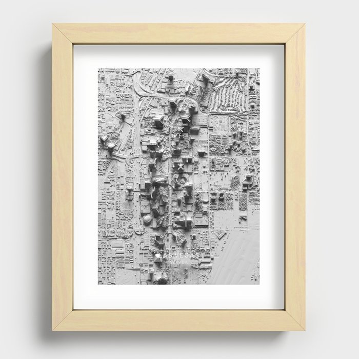 Las Vegas Strip 3D Map Recessed Framed Print