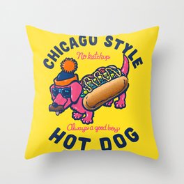 Da Chicago Dog With Text Throw Pillow