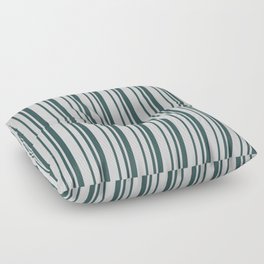 [ Thumbnail: Light Grey & Dark Slate Gray Colored Lines/Stripes Pattern Floor Pillow ]