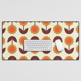 Retro 70s Wallpaper Flowers Desk Mat