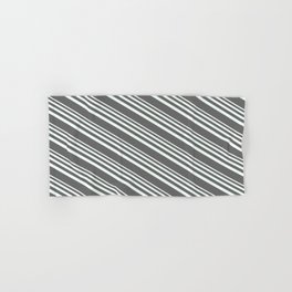 [ Thumbnail: Mint Cream & Dim Gray Colored Pattern of Stripes Hand & Bath Towel ]