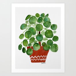 Pilea plant in pot Art Print