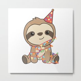Birthday Sloth For Children A Birthday Metal Print