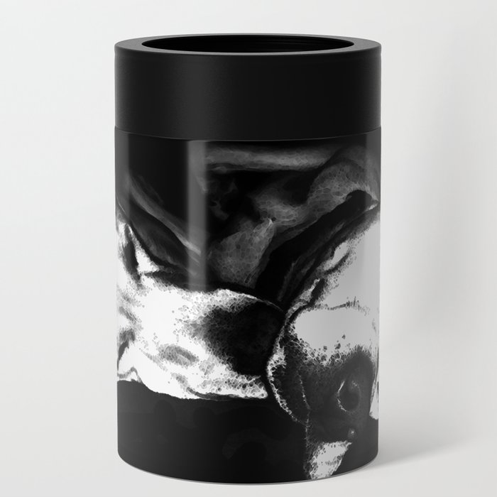 Sweet Dreams - Black And White Dog Art Can Cooler