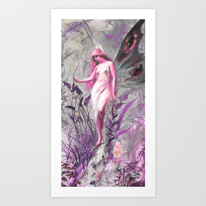 Lily Fairy by Luis R Falero pink lavender  Art Print