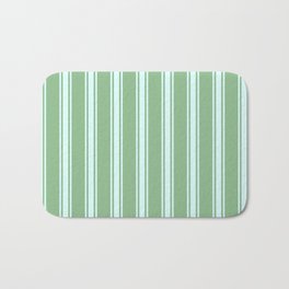 [ Thumbnail: Dark Sea Green and Light Cyan Colored Pattern of Stripes Bath Mat ]