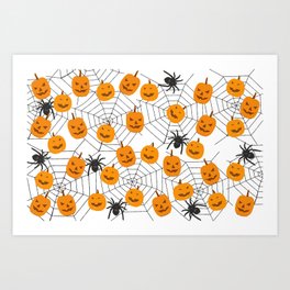 Halloween Pattern Spider Pumpkin Art Print
