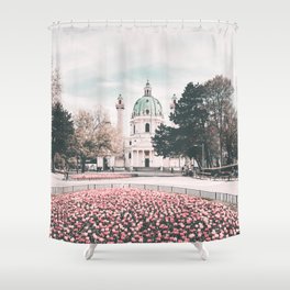Pink Flowers Vienna Austria Shower Curtain