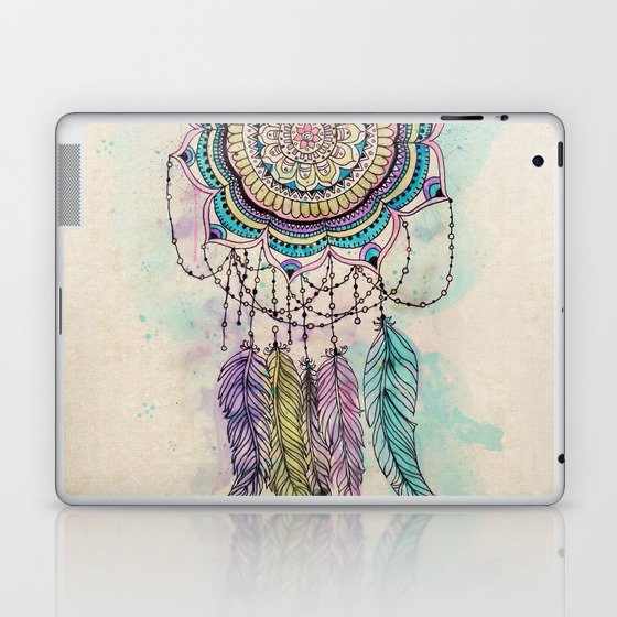 Modern tribal hand paint dreamcatcher mandala design Laptop & iPad Skin