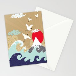 Japanese Traditional Art Crane Waves Stationery Cards