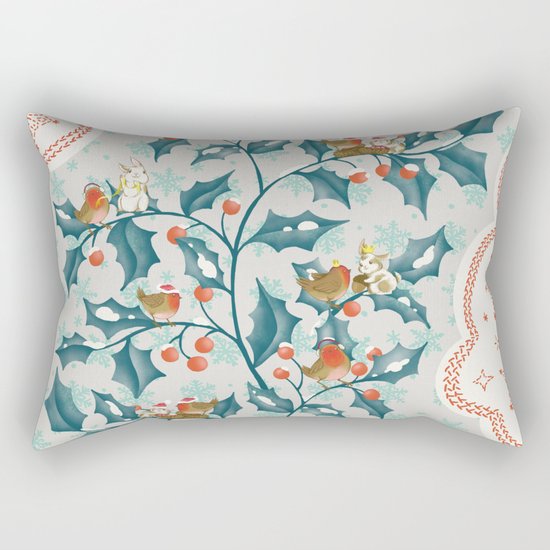 Sweet Holly Christmas Rectangular Pillow