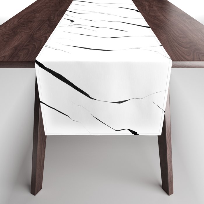 Modern Unique Black White Marble Pattern Table Runner