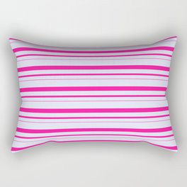 [ Thumbnail: Lavender and Deep Pink Colored Lined Pattern Rectangular Pillow ]