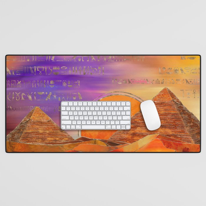 Egyptian pyramids abstract landscape Mixed Media Desk Mat